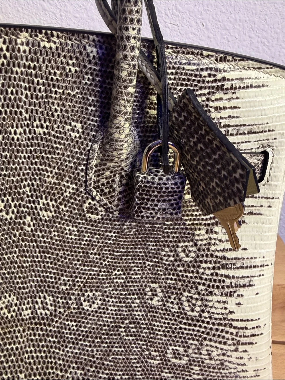 H Ombre genuine Varanus Salvator ring Lizard Birkin 25 Retourne PHW soldout rare - Picture 6 of 9